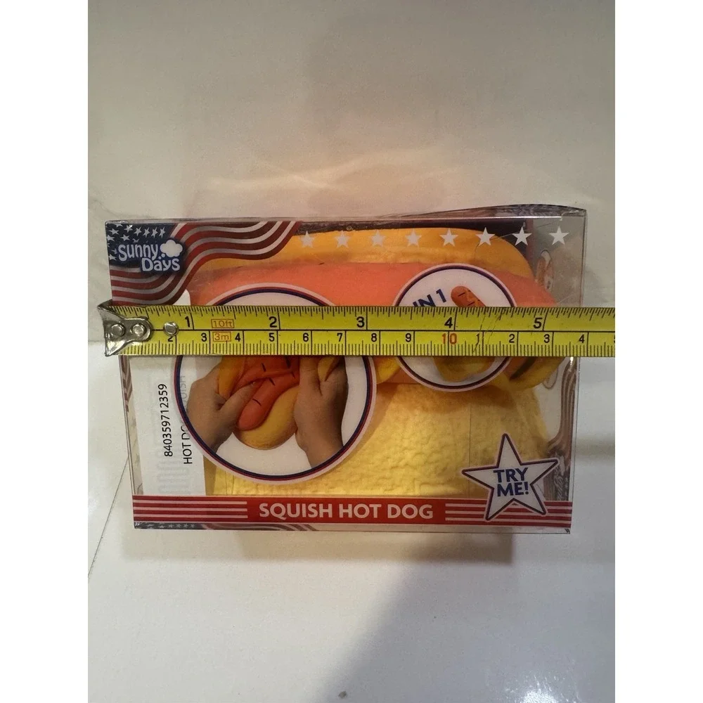 Squishy Hot Dog Squeezy Fidget Toy Sunny Days 2-in-1 Hotdog Stress Relief NEW